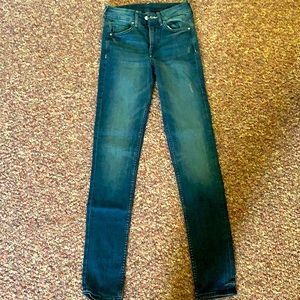 High waisted straight leg denim